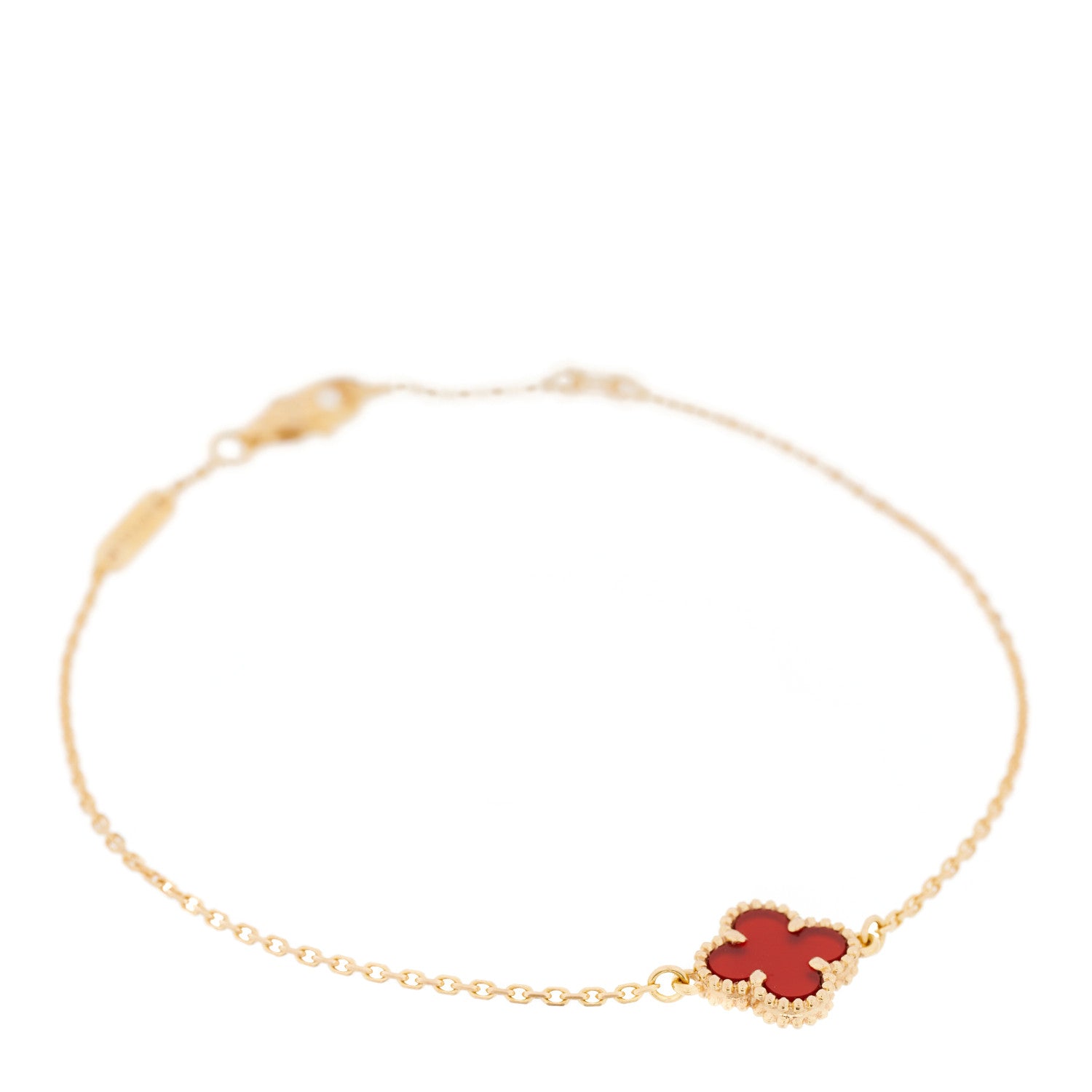 Van Cleef & Arpels 18K Rose Gold Carnelian Sweet Alhambra Bracelet 1 of 6