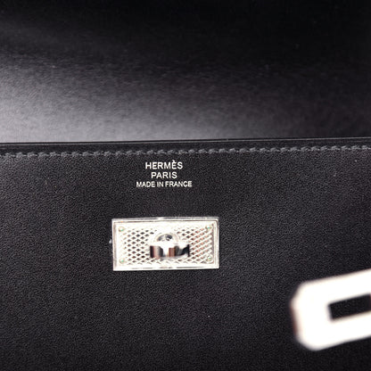 Hermes Box Guilloche Kelly Longue Wallet Black 6 of 7