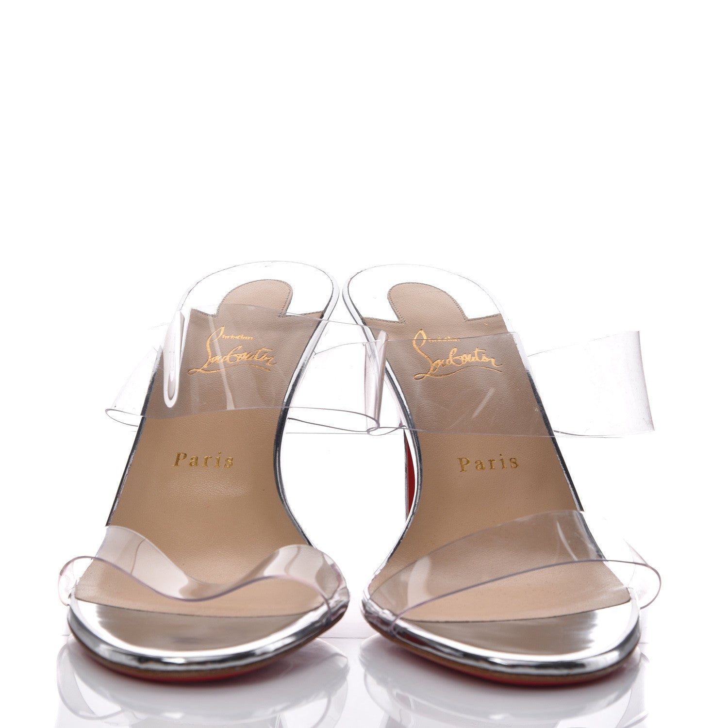 Christian Louboutin Specchio PVC Just Nothing 85 Slide Sandals 41 Silver 2 of 8