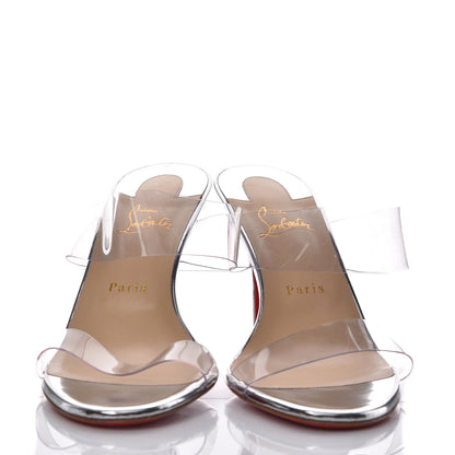 Christian Louboutin Specchio PVC Just Nothing 85 Slide Sandals 41 Silver 2 of 8