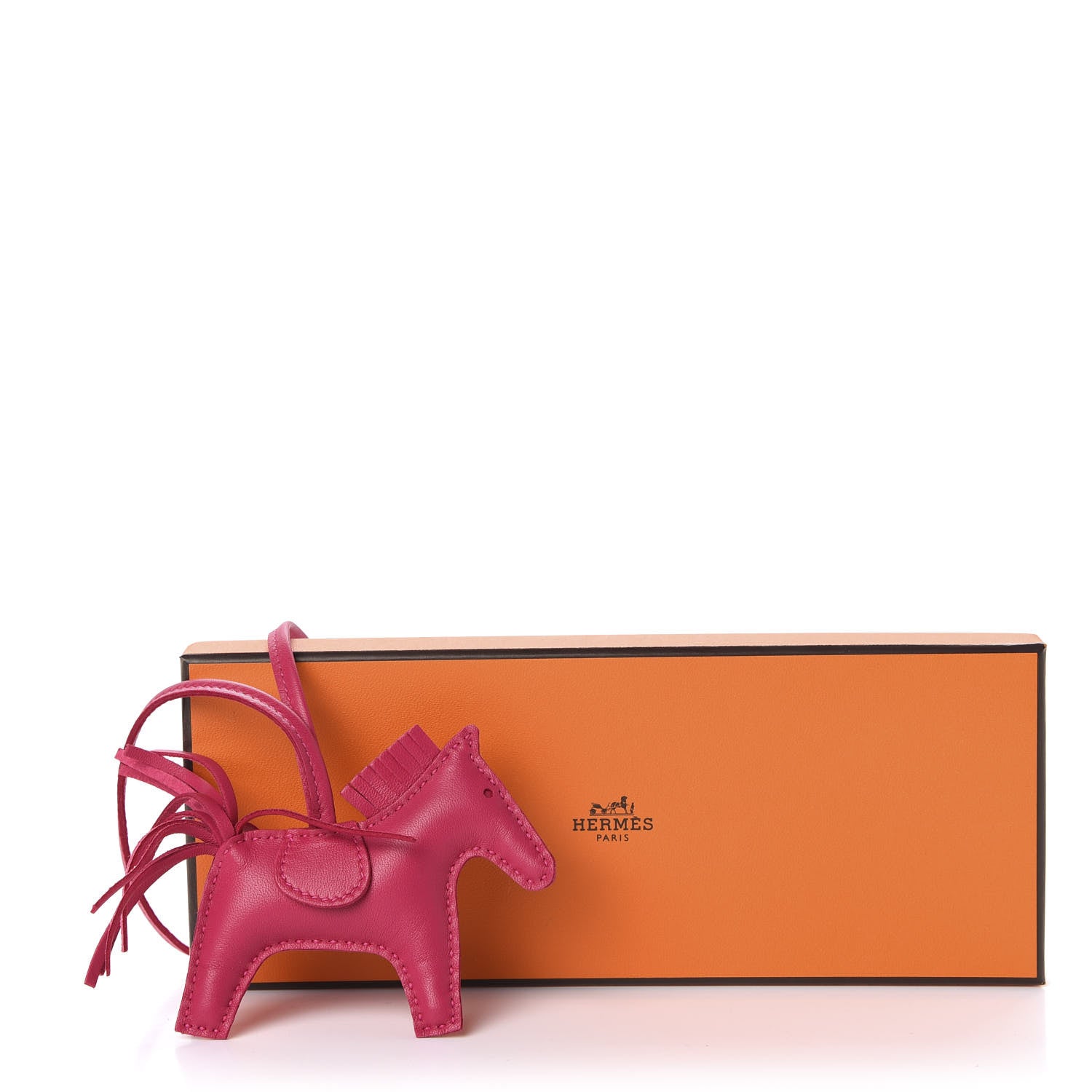 Hermes Milo Lambskin Grigri Rodeo Horse Bag Charm PM Rose Mexico 4 of 4