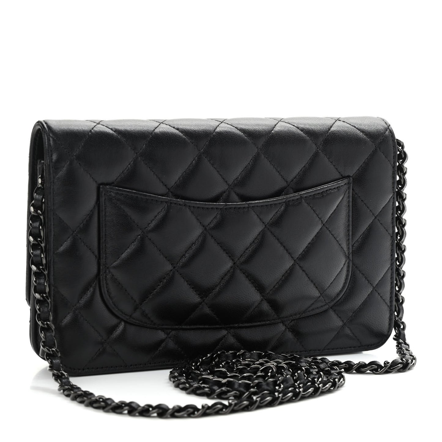 Lambskin Quilted Wallet On Chain WOC So Black