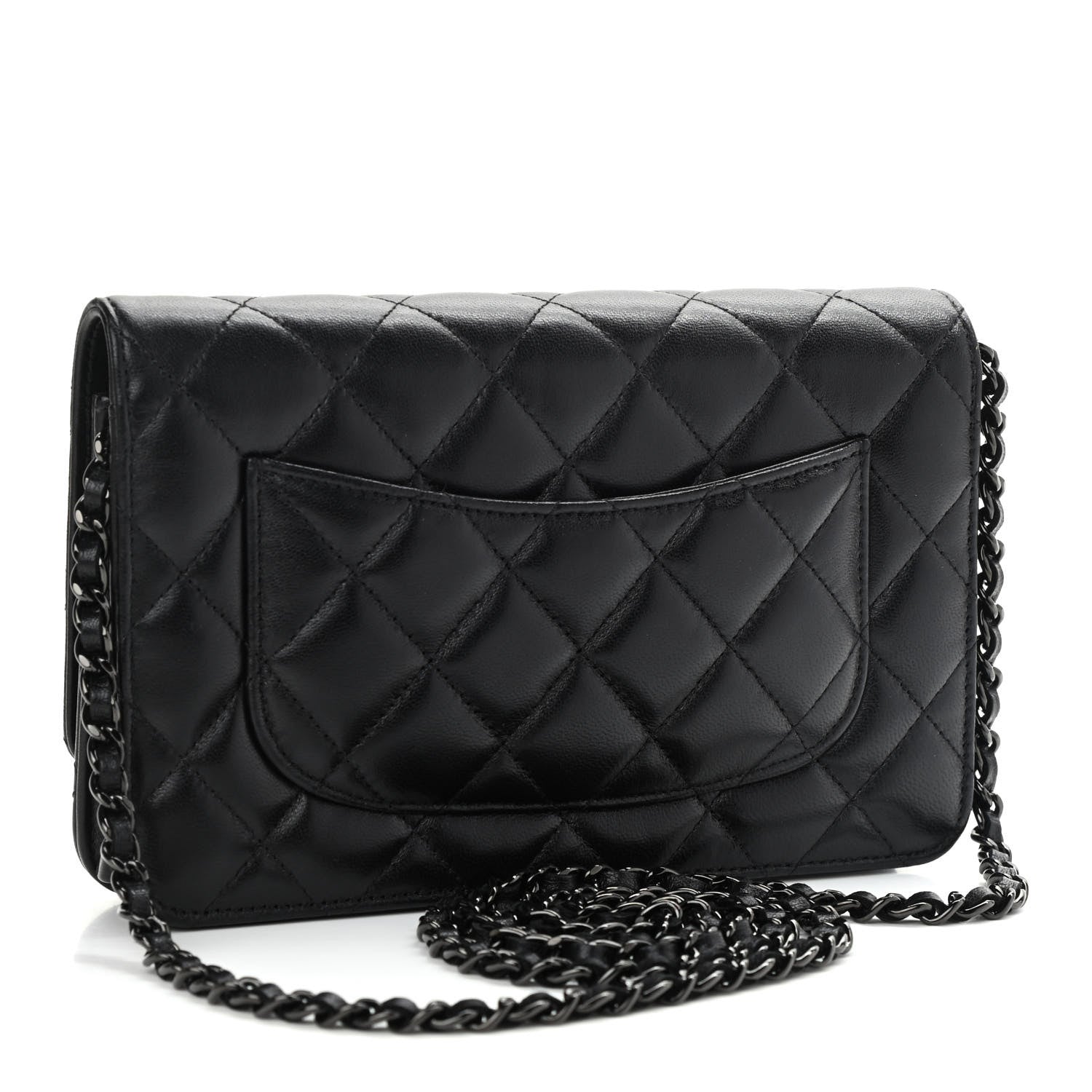 Chanel Lambskin Quilted Wallet On Chain WOC So Black 3 of 12