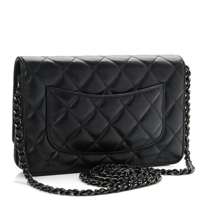Chanel Lambskin Quilted Wallet On Chain WOC So Black 3 of 12