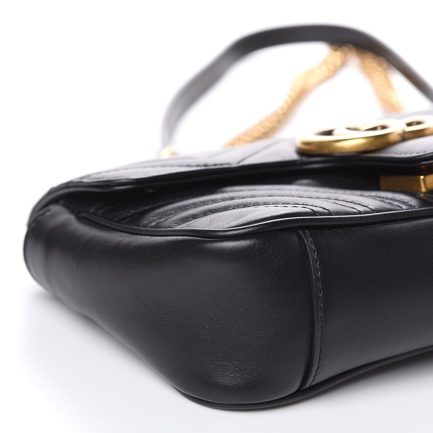 Gucci Calfskin Matelasse Mini GG Marmont Shoulder Bag Black 8 of 13