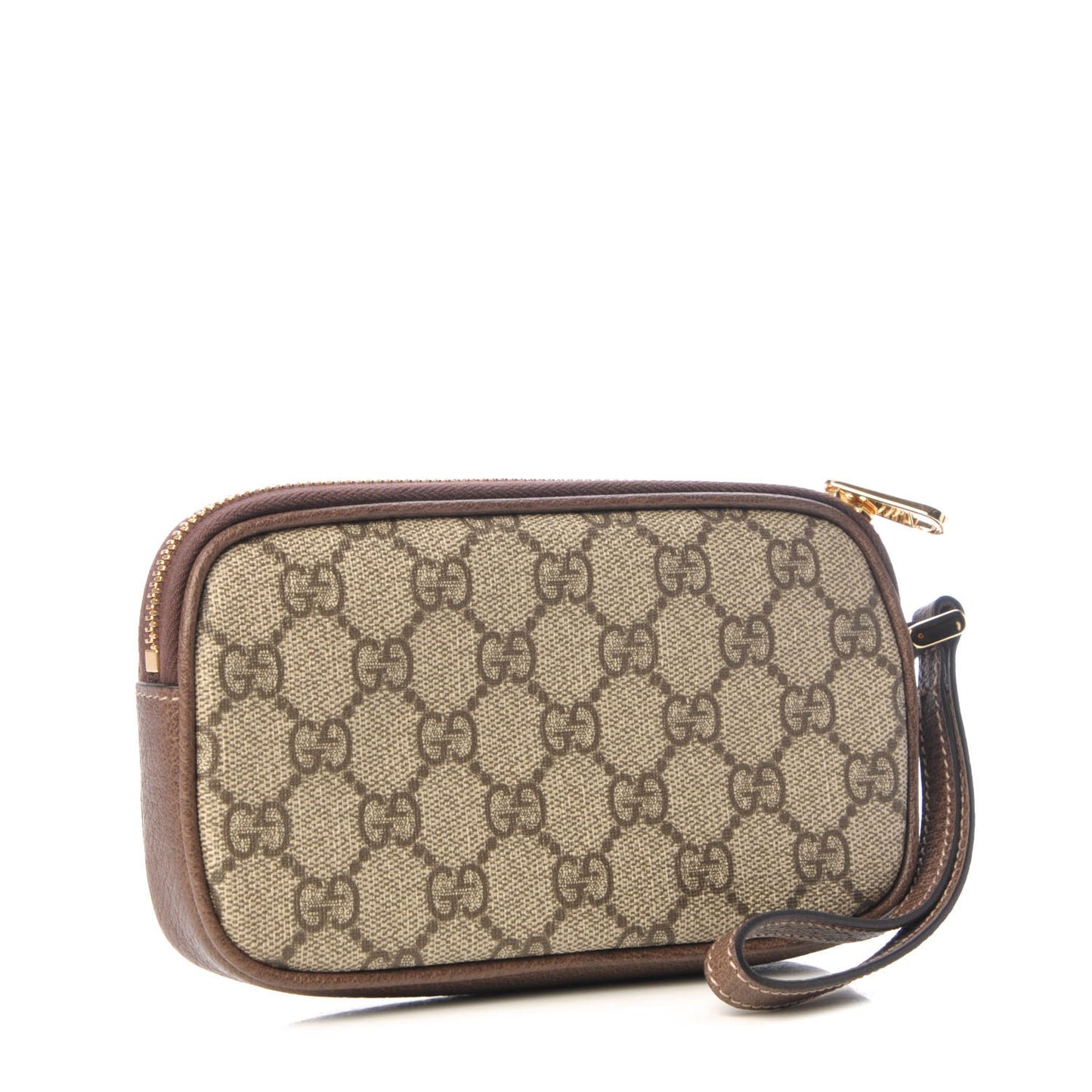 GG Supreme Monogram Ophidia Phone Case Wristlet Brown