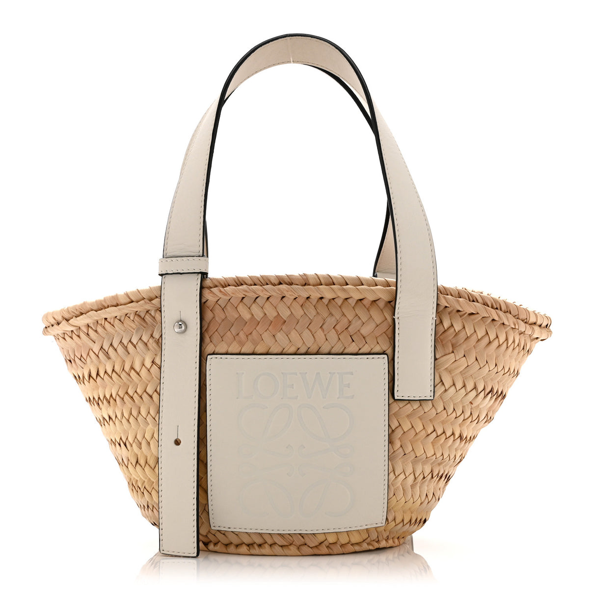 Raffia Small Basket Tote Bag Natural White