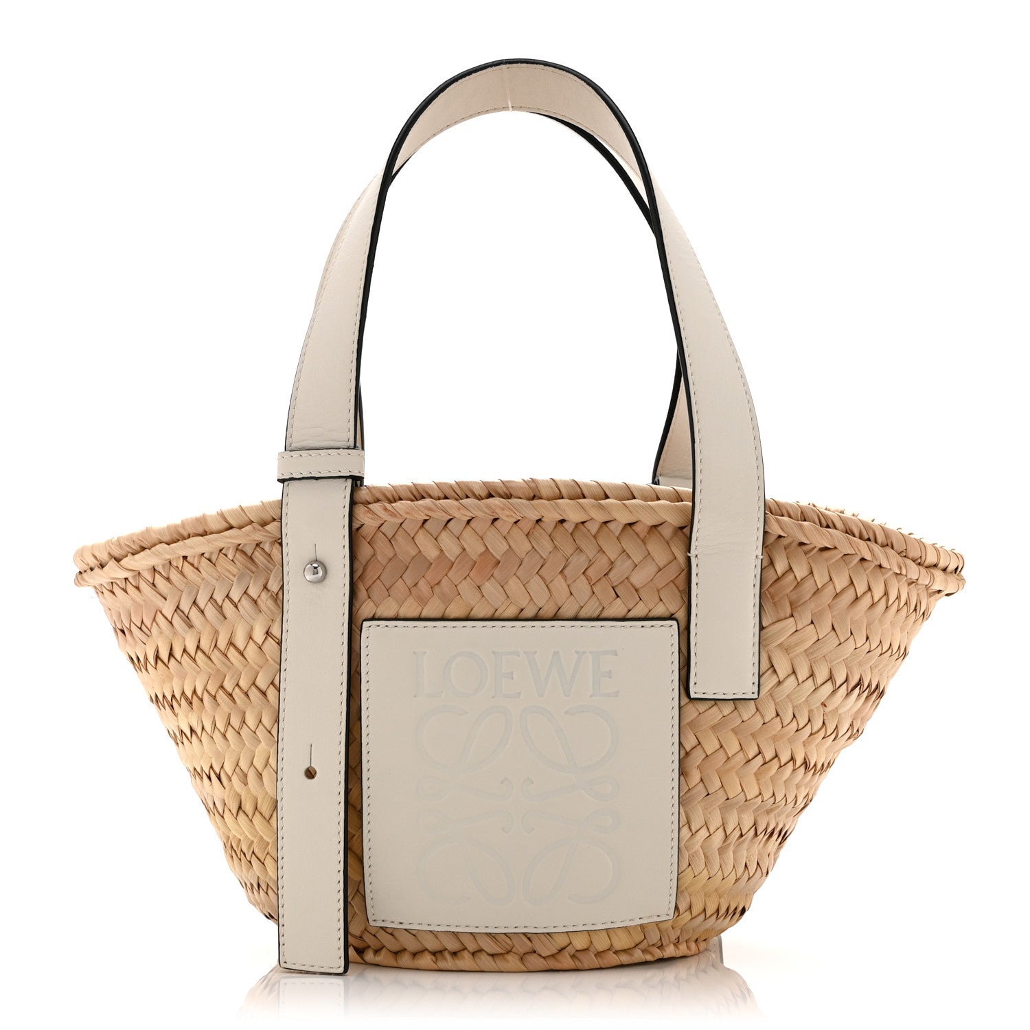 Loewe Raffia Small Basket Tote Bag Natural White 1 of 10