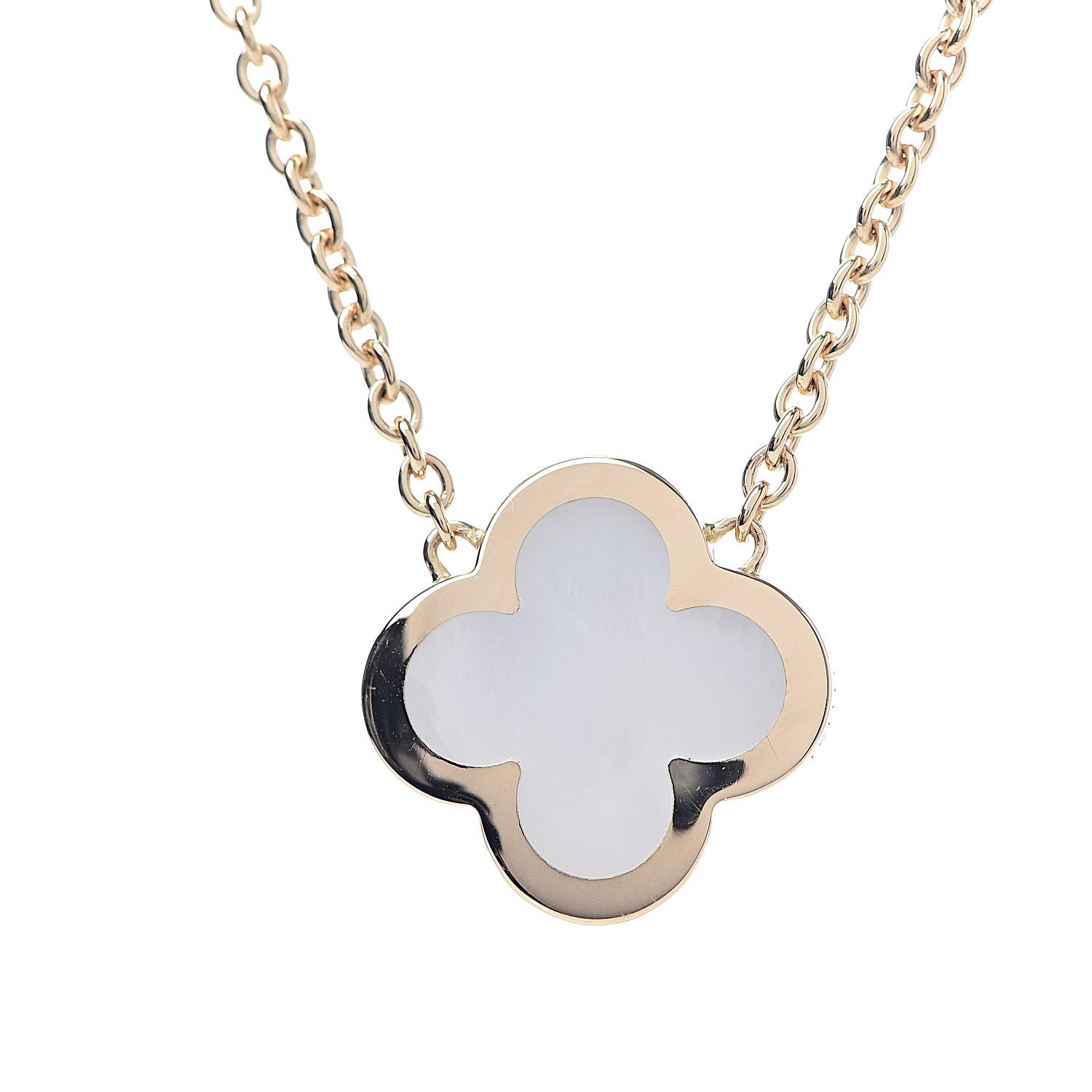 Van Cleef & Arpels 18K Yellow Gold Mother of Pearl Pure Alhambra Pendant Necklace 5 of 6