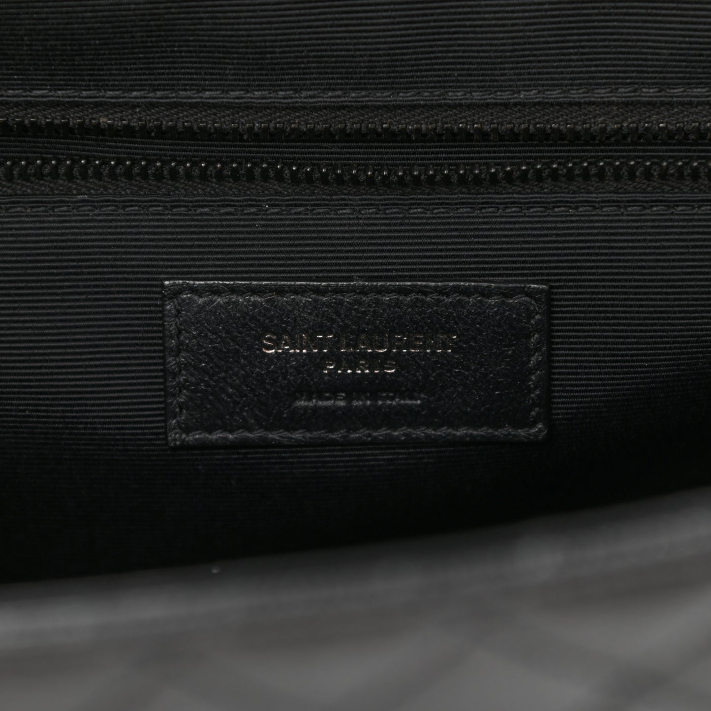 Grain De Poudre Textured Mixed Matelasse Large Triquilt Monogram Monochrome Satchel Black