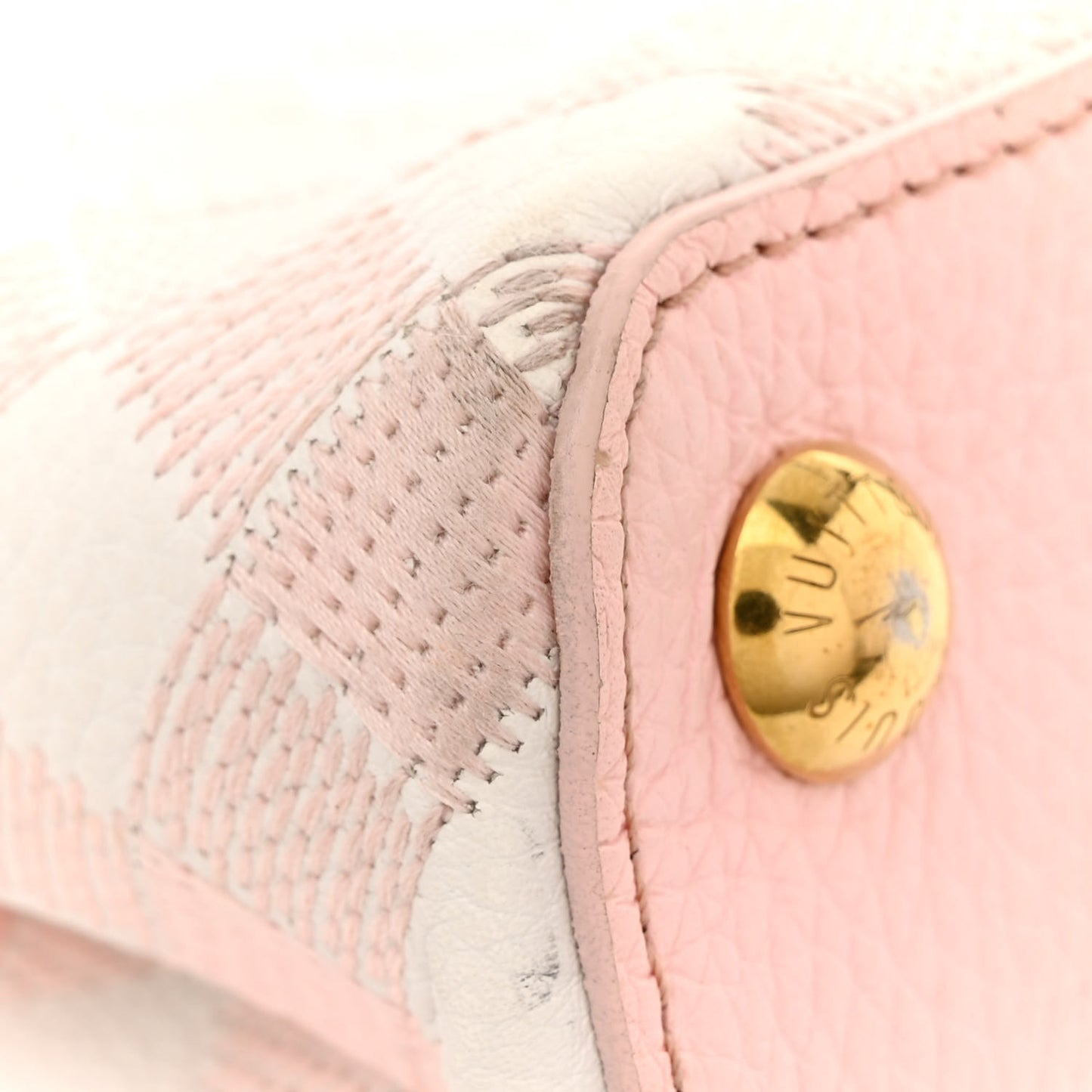 Taurillon Embroidered Vichy Capucines BB Light Pink