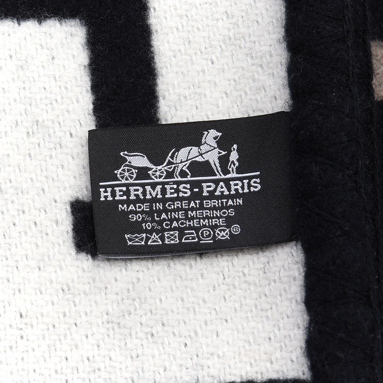 Hermes Wool Cashmere Avalon III Blanket Ecru Black 3 of 3