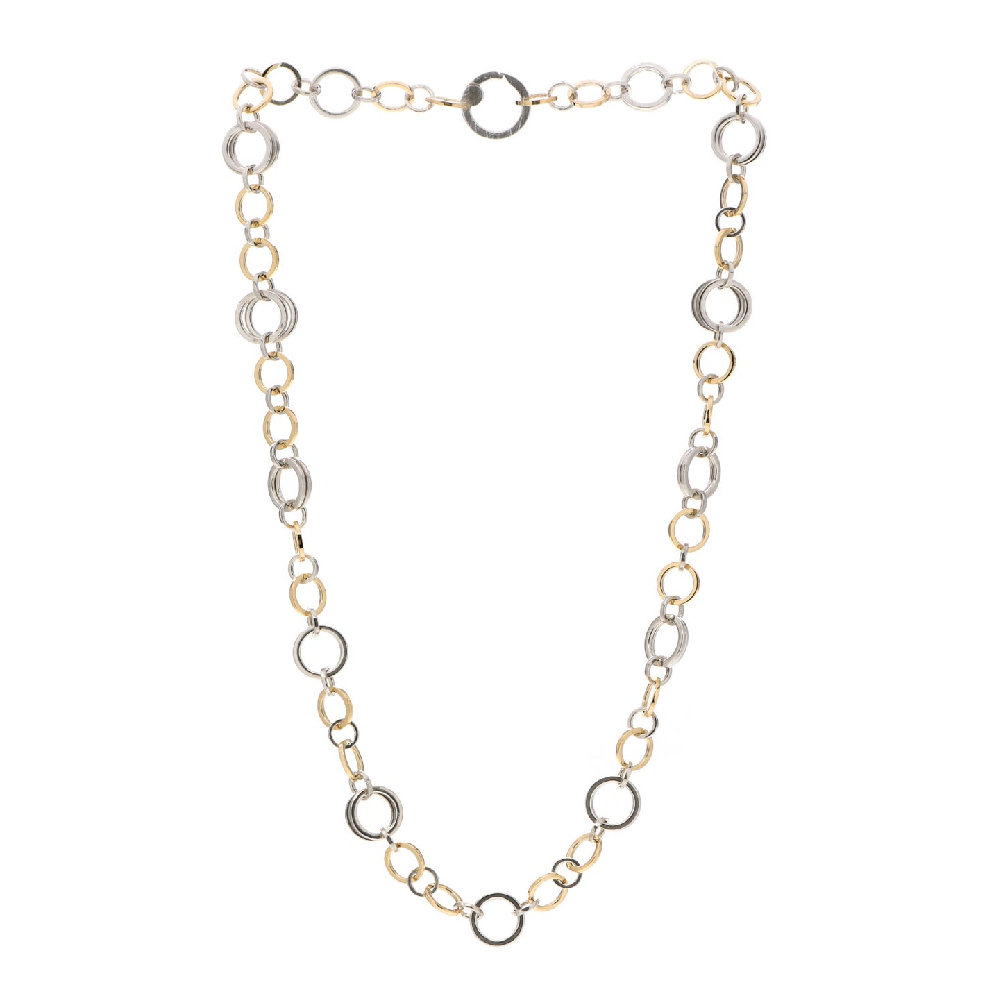 Sterling Silver 18K Yellow Gold Interlocking Circles Link Necklace