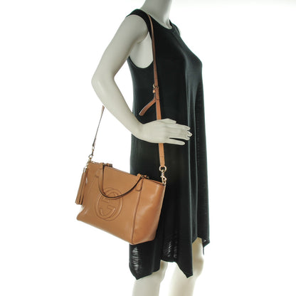 Gucci Pebbled Calfskin Small Soho Top Handle Bag Camelia 2 of 7