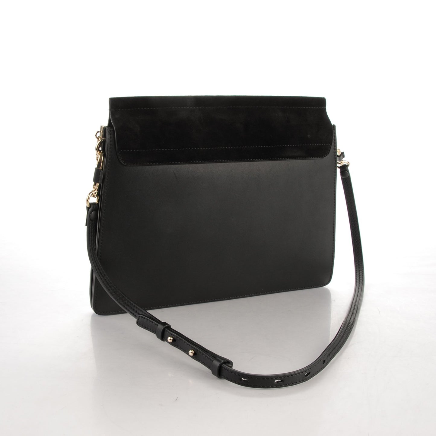 Suede Calfskin Medium Faye Shoulder Bag Black