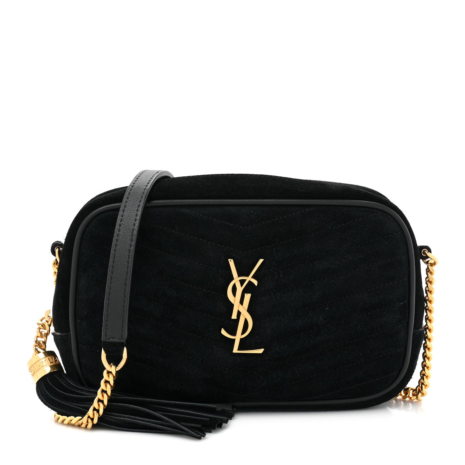 Saint Laurent Suede Matelasse Monogram Mini Lou Camera Bag Black 1 of 10