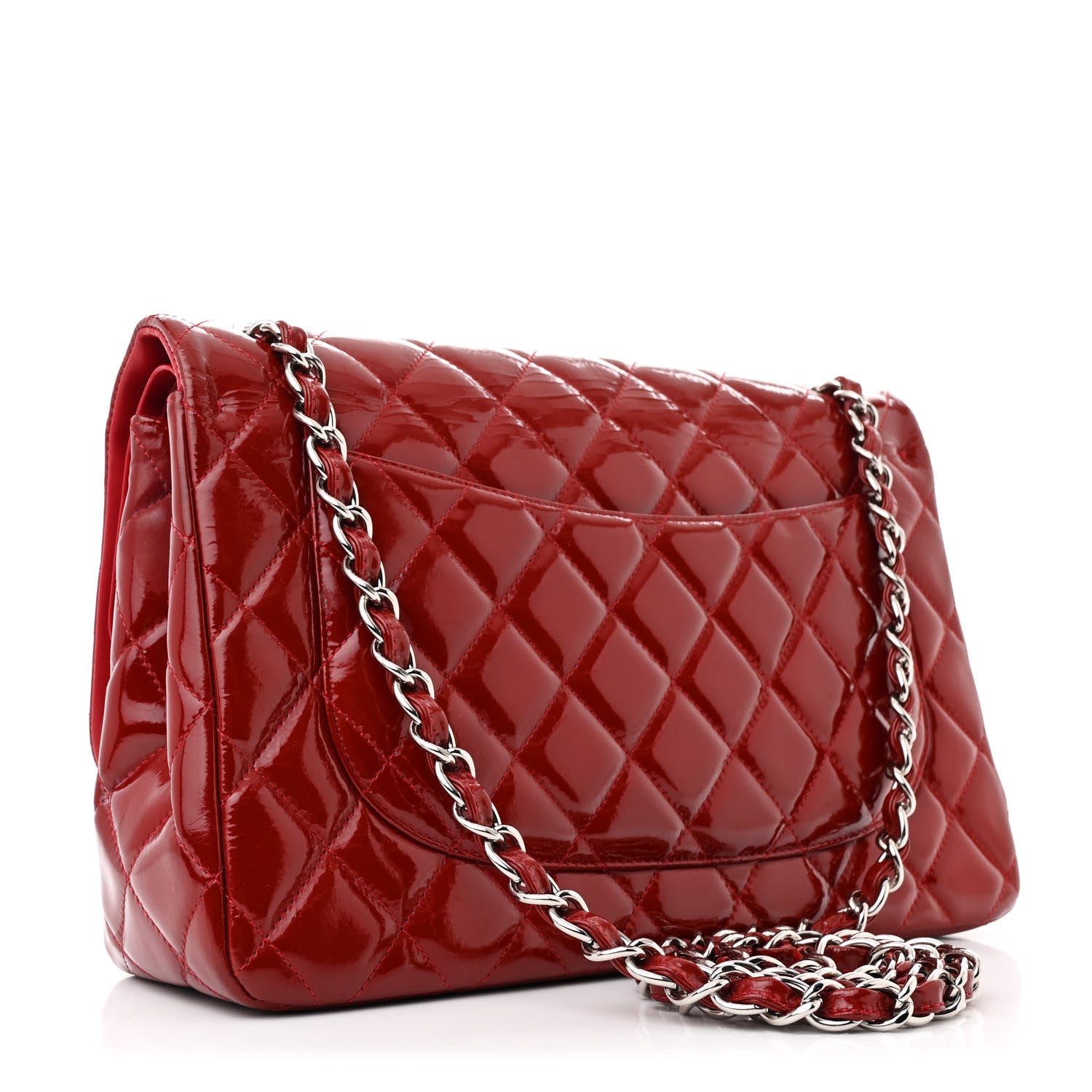 Chanel Patent Quilted Jumbo Double Flap Red 3 of 11