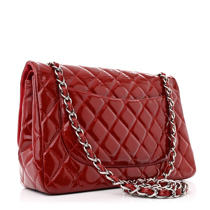 Chanel Patent Quilted Jumbo Double Flap Red 3 of 11
