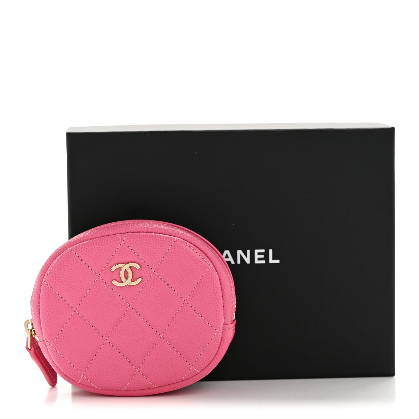 Caviar Quilted Zip Around Classic Coin Purse Pink