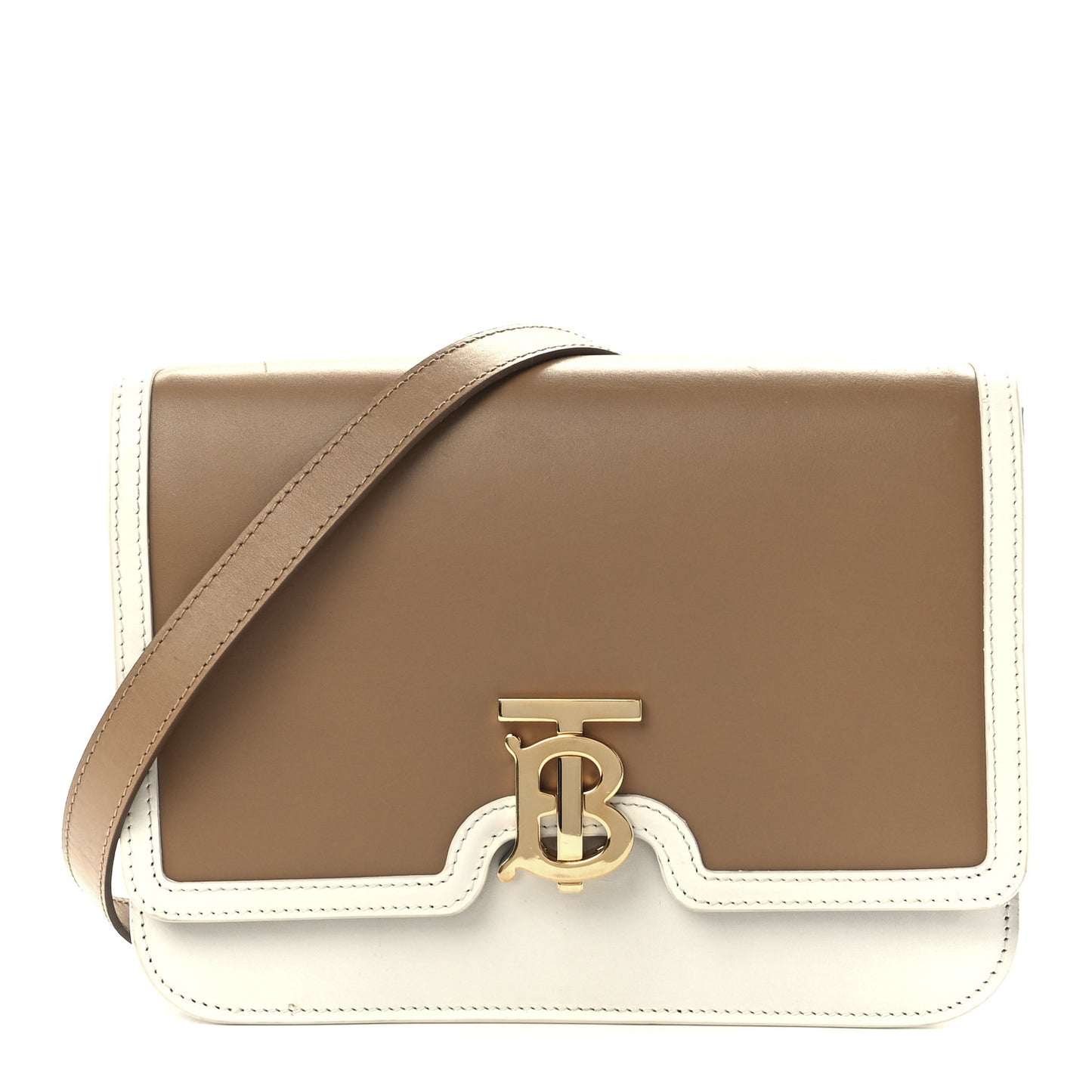 Smooth Calfskin Monogram Medium TB Bag Chalk White Camel