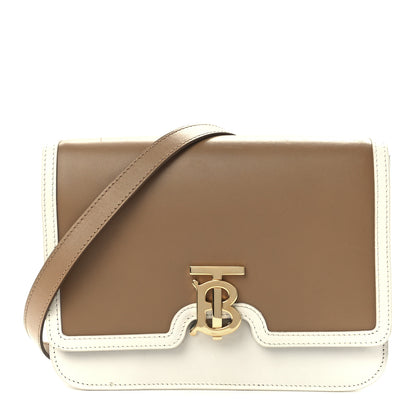 Burberry Smooth Calfskin Monogram Medium TB Bag Chalk White Camel 1 of 10