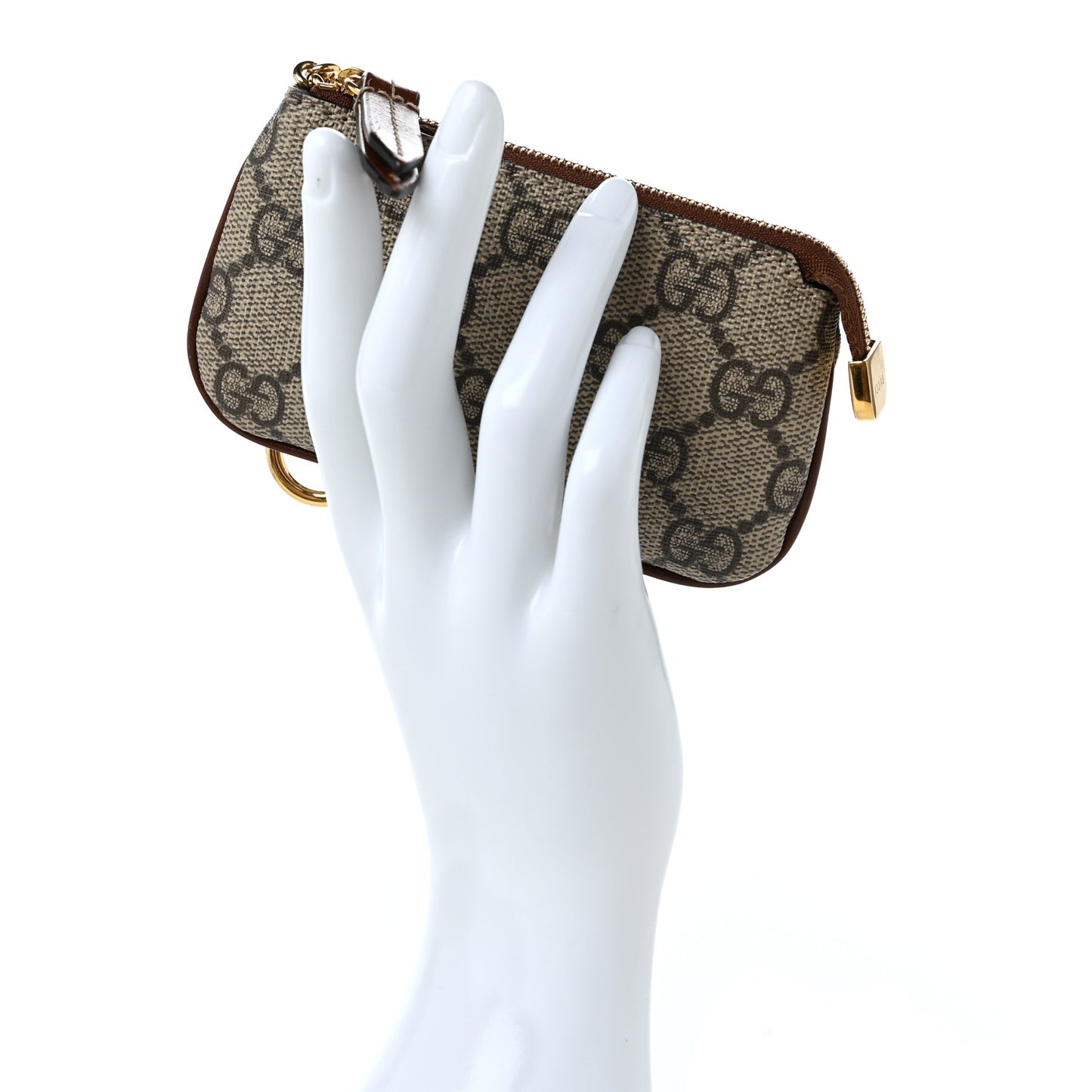GG Supreme Monogram Key Case Beige Ebony Cuir