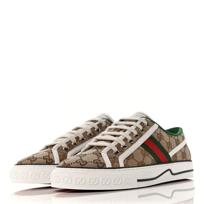 Gucci GG Monogram Web Womens 1977 Tennis Sneakers 39.5 Beige Ebony Mystic White 3 of 8