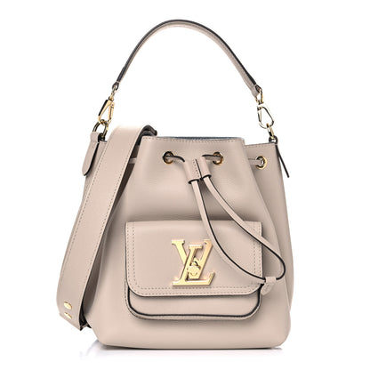 Louis Vuitton Calfskin Lockme Bucket MM Greige 1 of 12