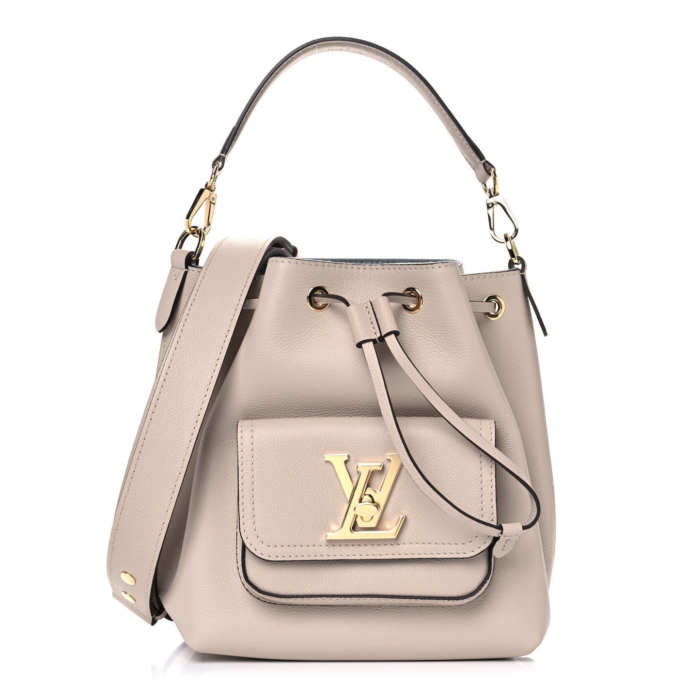 Calfskin Lockme Bucket MM Greige