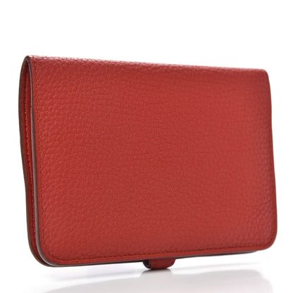 Hermes Togo Dogon Compact Wallet Vermillion 3 of 9
