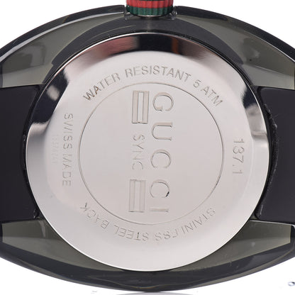 Gucci Stainless Steel Rubber 46mm Sync Web Quartz Watch Black 6 of 8
