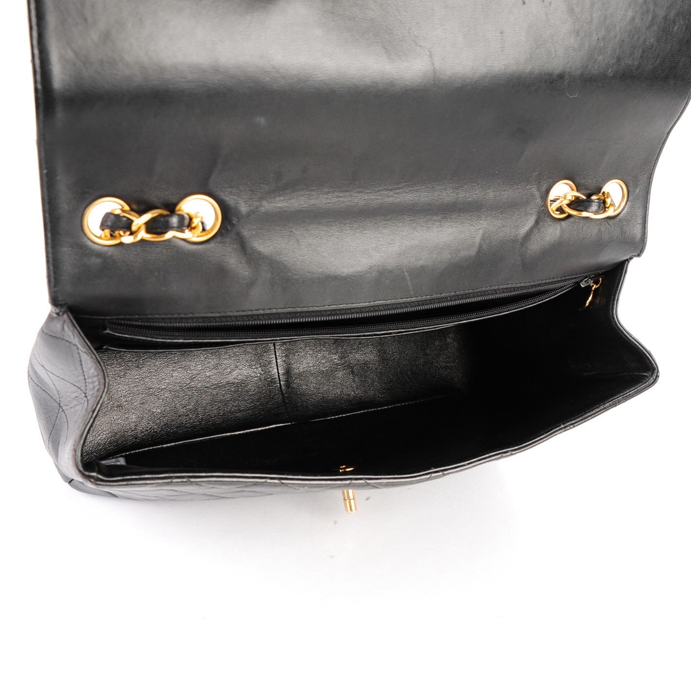 Lambskin Quilted Jumbo Single Flap Black