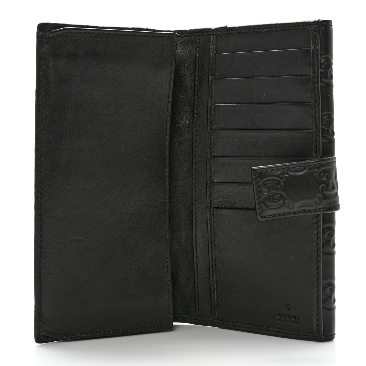 Guccissima Margaux Calfskin Metal Bar Continental Flap Wallet Black