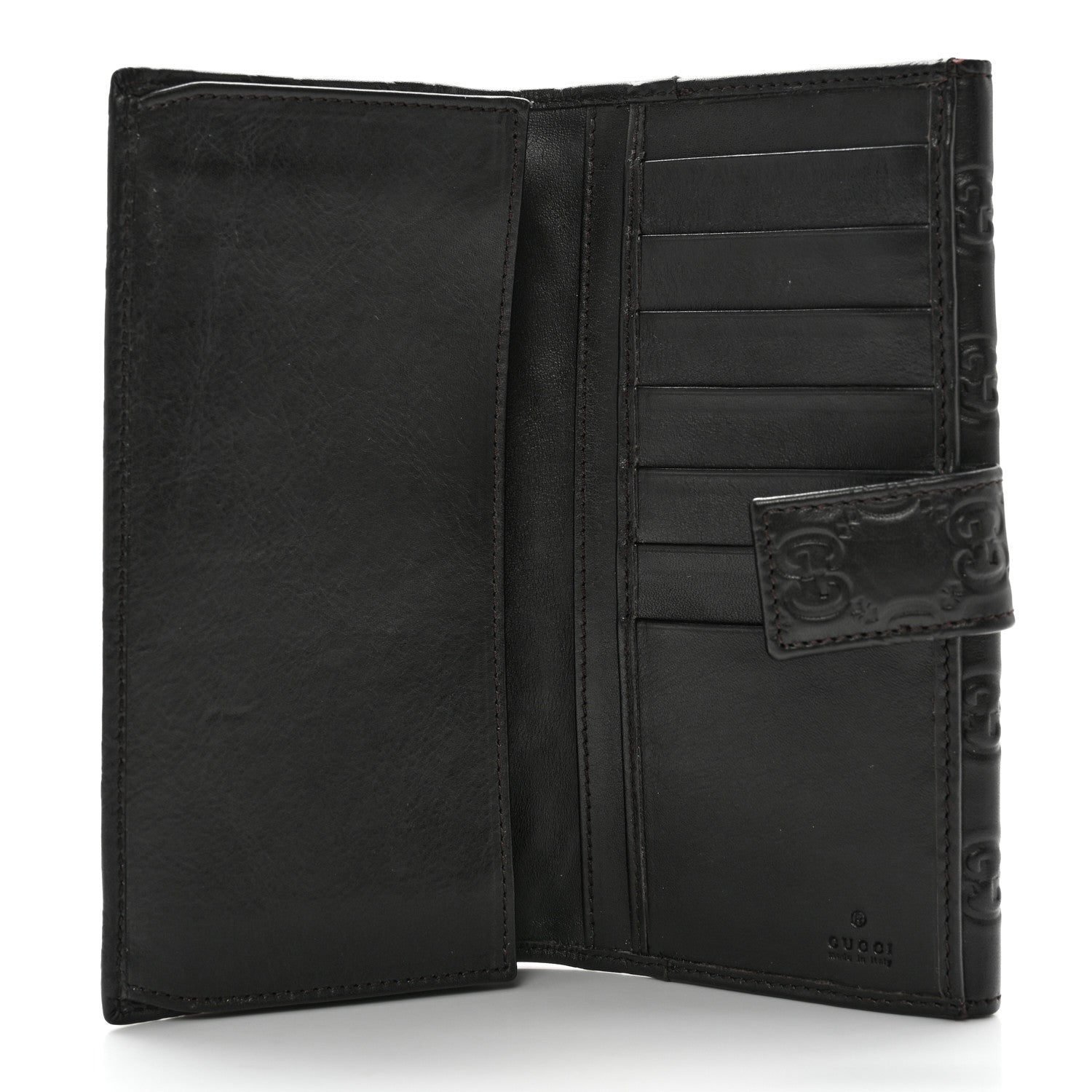 Gucci Guccissima Margaux Calfskin Metal Bar Continental Flap Wallet Black 5 of 13