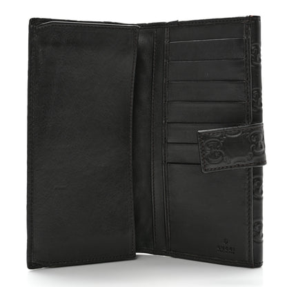 Gucci Guccissima Margaux Calfskin Metal Bar Continental Flap Wallet Black 5 of 13