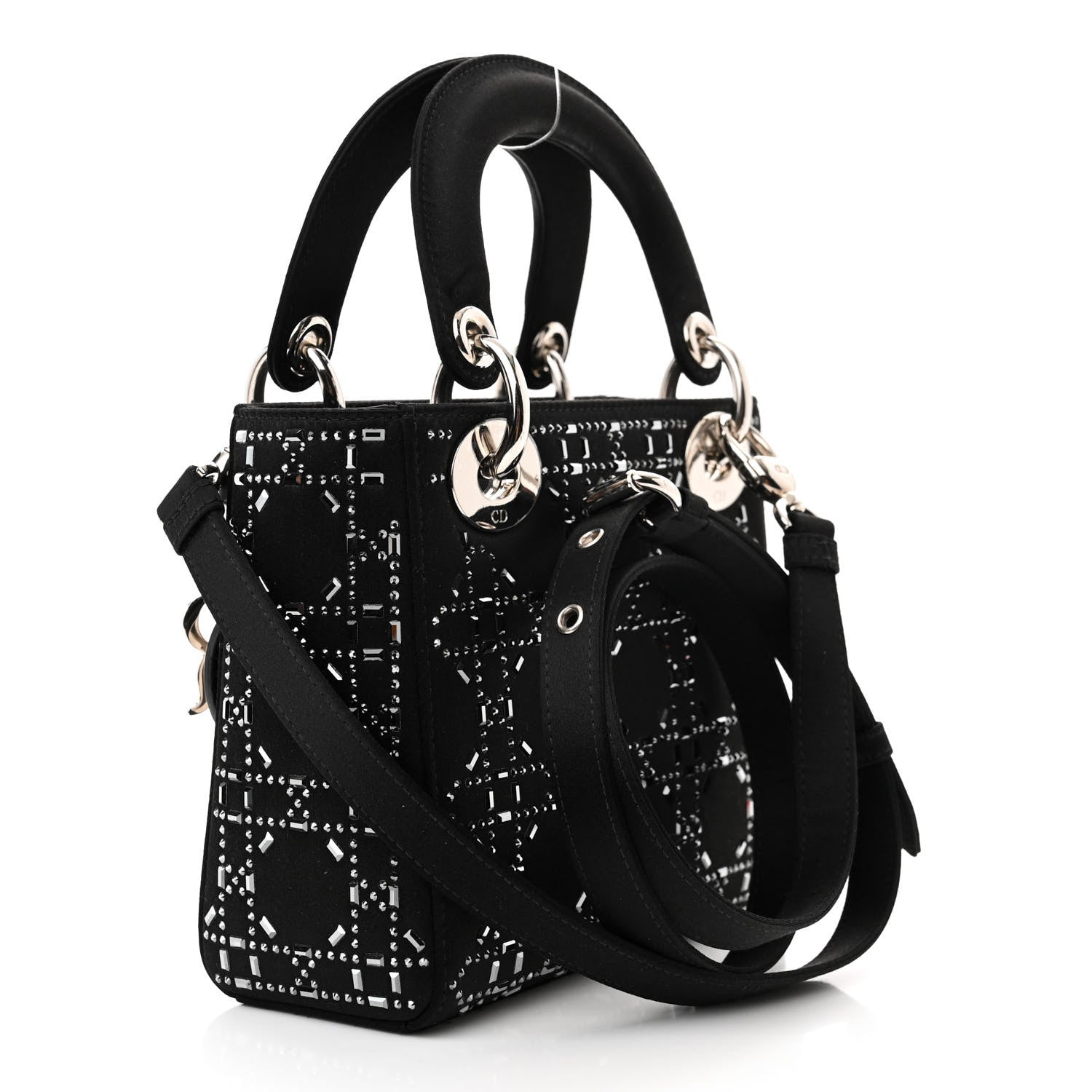 Christian Dior Satin Crystal Cannage Mini Lady Dior Black 3 of 10