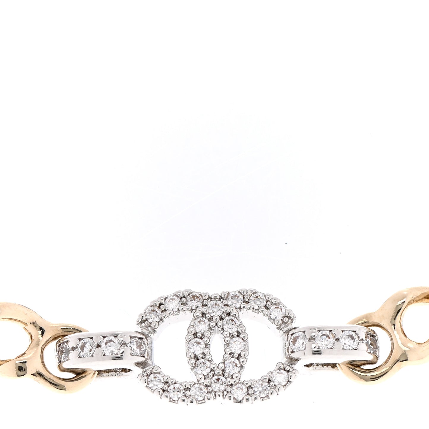 Crystal CC Chain Links Choker Necklace Gold