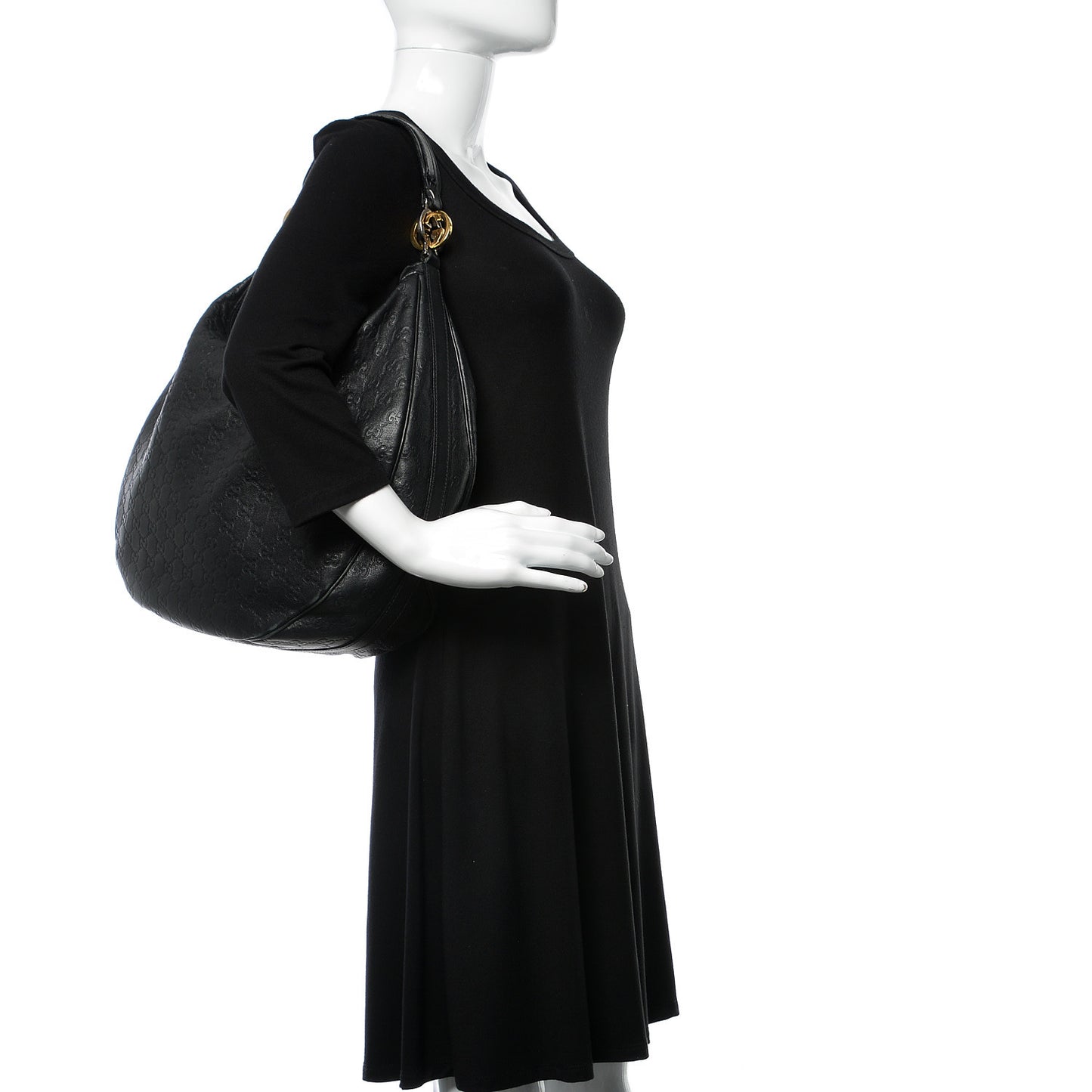 Guccissima Large GG Twins Hobo Black