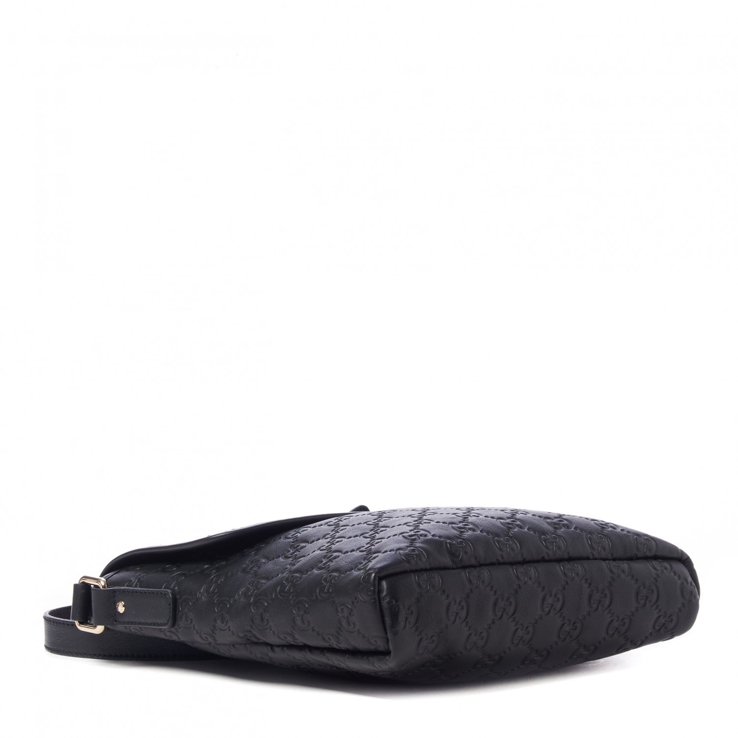 Gucci Guccissima Small Flap Messenger Bag Black 4 of 10