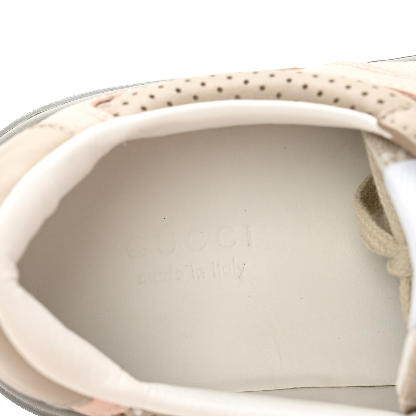 Calfskin GG Supreme Monogram Perforated Womens Platform 55mm Sneakers 39.5 Apricot Pink Beige Grey