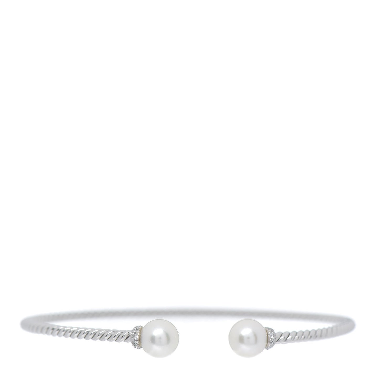 18K White Gold Diamond Pearl 7mm Solari Bracelet