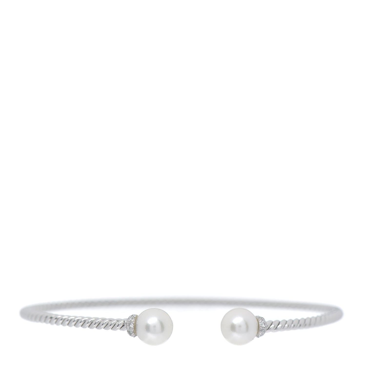David Yurman 18K White Gold Diamond Pearl 7mm Solari Bracelet 1 of 5