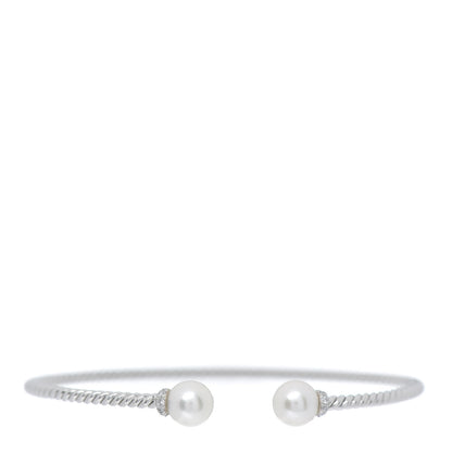 David Yurman 18K White Gold Diamond Pearl 7mm Solari Bracelet 1 of 5