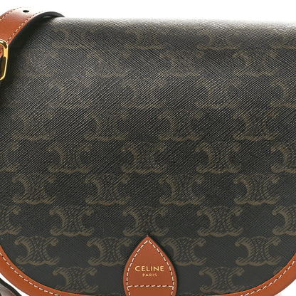 Celine Triomphe Canvas Medium Folco Bag Tan 7 of 9