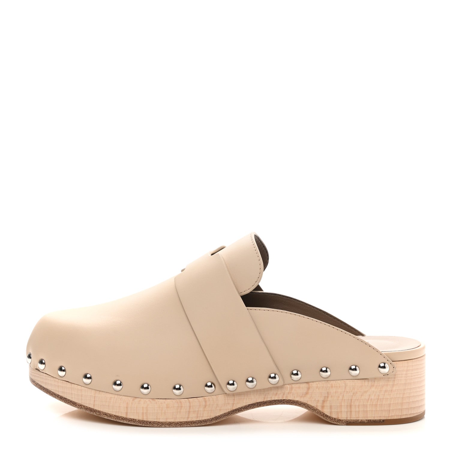 Hermes Calfskin Calya Mules 37 Hetre 1 of 8