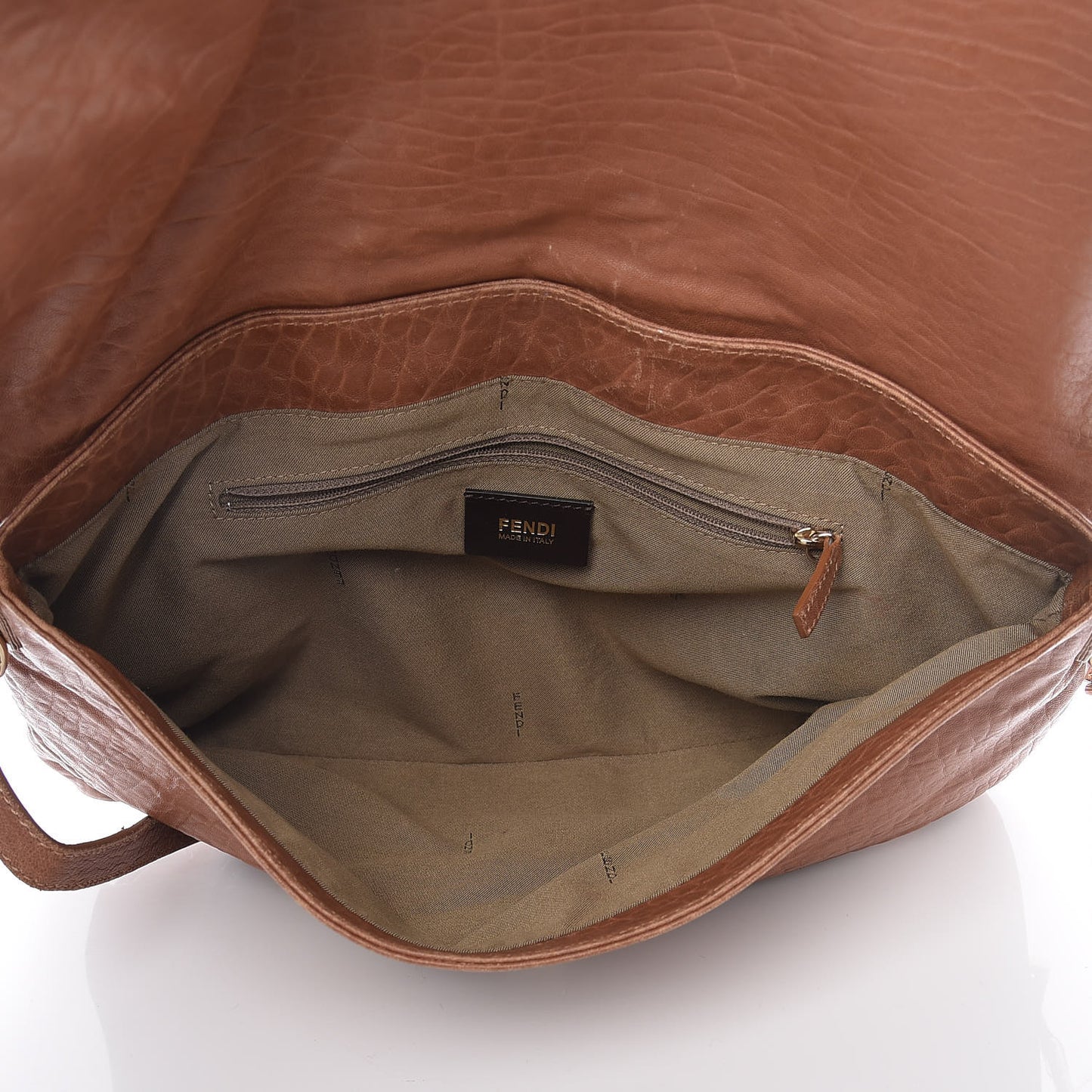 Crinkled Lambskin Colorblock Large Mia Shoulder Flap Camel Osso Naturale