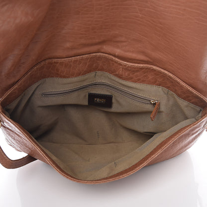 Fendi Crinkled Lambskin Colorblock Large Mia Shoulder Flap Camel Osso Naturale 5 of 17