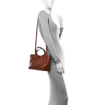 Celine Smooth Calfskin Cuir Small Triomphe Cabas Drawstring Tan 2 of 10