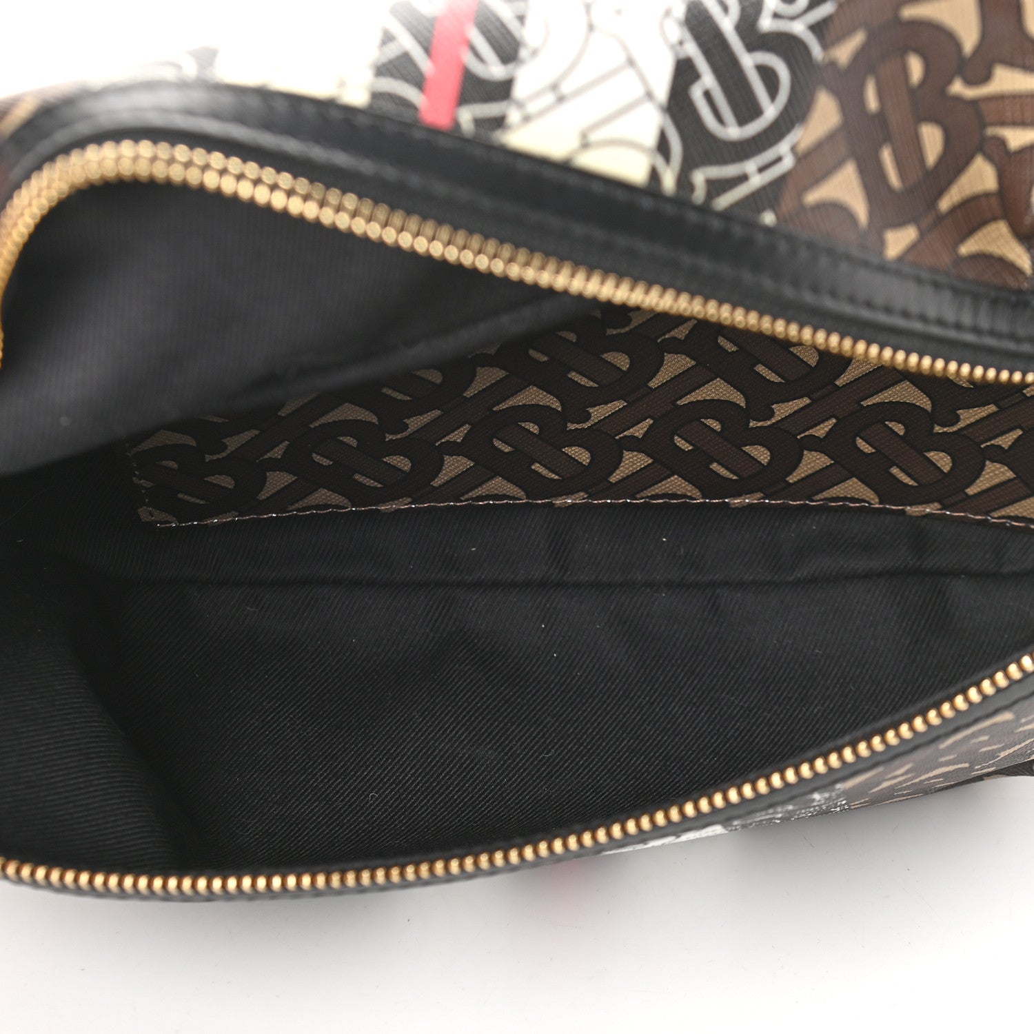 Burberry E-Canvas Monogram Stripe Medium Sonny Bum Bag Bridle Brown 4 of 9
