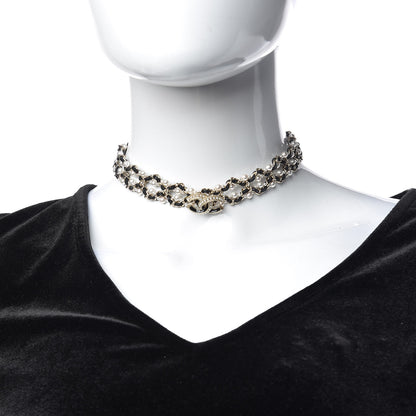 Chanel Pearl Lambskin CC Chain Twist Choker Necklace Black Gold 2 of 5